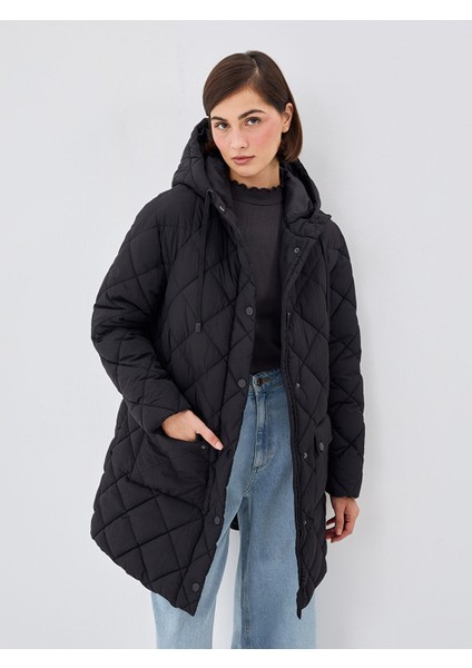 Yeni Sezon Kapüşonlu Kapitone Oversize Kadın Şişme Mont