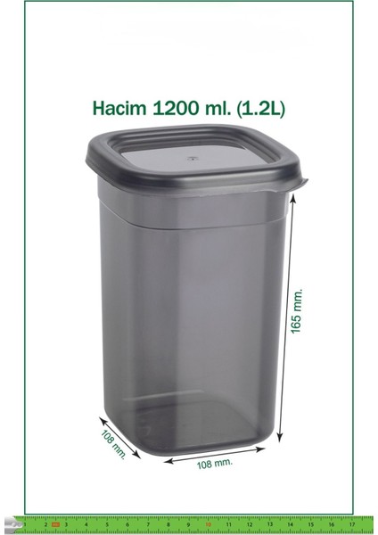 12 Adet 24 Parça 1,2 Litre Kare Erzak Bakliyat Saklama Kabı Seti Baharatlık 20 Adet Etiket Hediyeli