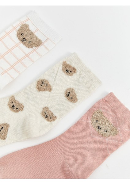 Yeni Sezon Ayı Teddy Baskılı Kız Çocuk Soket Çorap 3'lü fiyatları