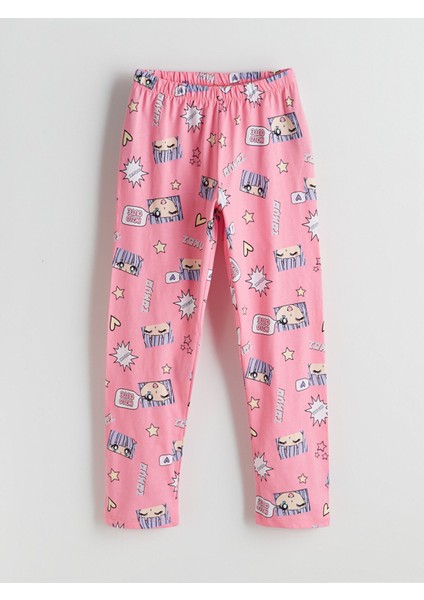 Yeni Sezon Bisiklet Yaka Anime Baskılı Kız Çocuk Pijama Takımı indirimleri
