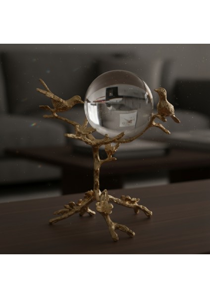 Gold Kuş Figürlü Kristal Küre Dekoratif Obje fiyatları