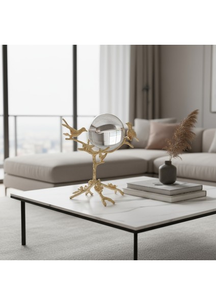 Gold Kuş Figürlü Kristal Küre Dekoratif Obje modelleri