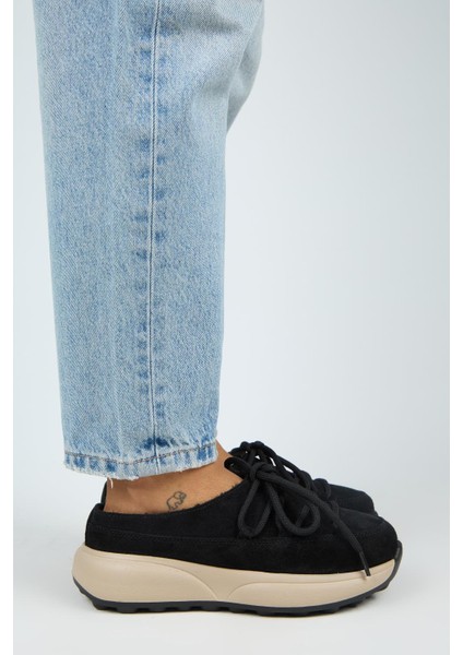 Koralia Kadın Hakiki Deri Sabo Siyah Terlik