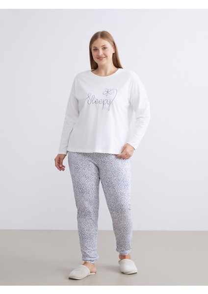 Yeni Sezon Bisiklet Yaka Baskılı Kadın Pijama Takımı fiyatları