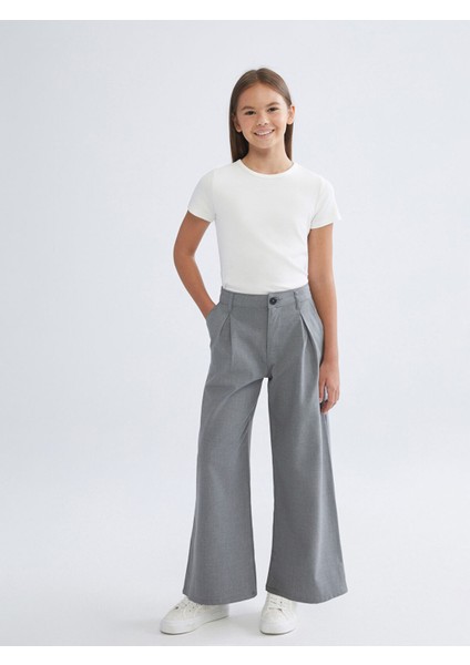 Yeni Sezon Wideleg Pileli Kız Çocuk Pantolon