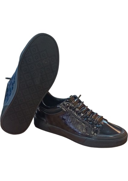 Orjinal Deri 21105 Casual Erkek Siyah Rugan Beyaz Ayakkabı fırsatları