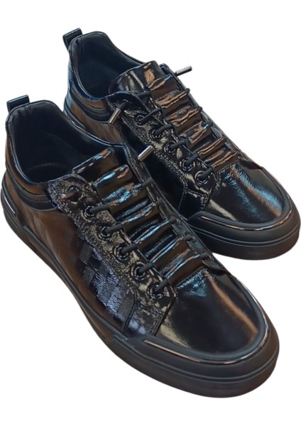 Orjinal Deri 21105 Casual Erkek Siyah Rugan Beyaz Ayakkabı indirimleri