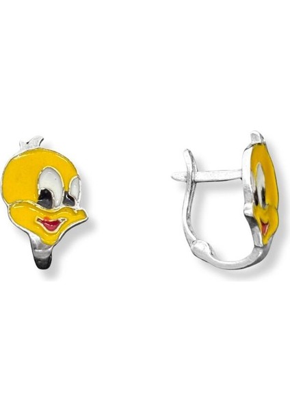 Mineli Tweety Gümüş Kız Çocuk Küpesi 0.7x0.9 cm