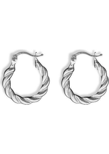 Elegant Hoop Gümüş Burgu Kadın Halka Küpe 2X2CM