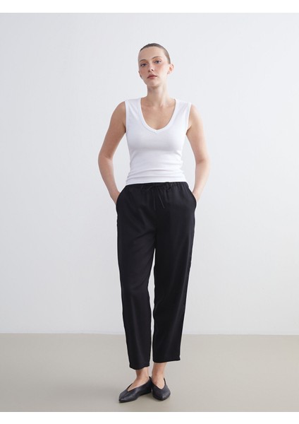 Yeni Sezon Beli Lastikli Havuç Kesim Kadın Pantolon