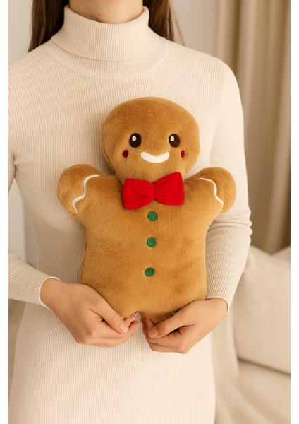 Kurabiye Adam Sıcak Su Torbası 600ML, Peluş Sıcak Su Torbası Gingerbread Yumuşak Hediyelik