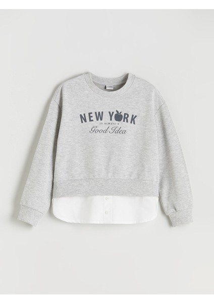Yeni Sezon Bisiklet Yaka Kız Çocuk Sweatshirt
