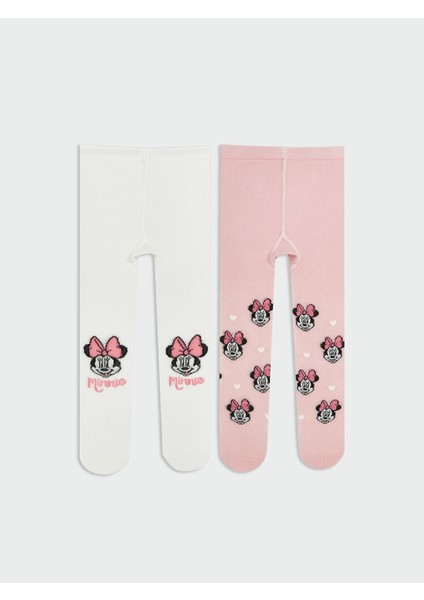 Yeni Sezon Minnie Mouse Baskılı Kız Çocuk Külotlu Çorap 2'li