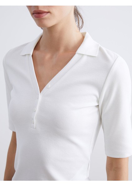 Yeni Sezon Polo Yaka Fitilli Kadın Tişört modelleri