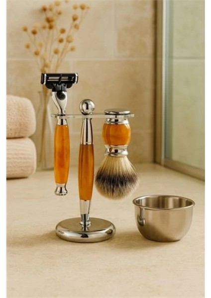 Modacar Koleksiyon Tıraş Seti – 304 Cerrahi Çelik & Kemik Saplı | Çift Cidarlı Tıraş Tası Icardi Collection