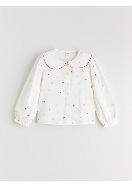 Yeni Sezon Bebe Yaka Çiçekli Kız Çocuk Gömlek