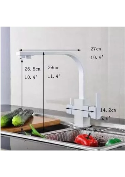 Mutfak Evye Bataryası Dual Flow Su Arıtma Çıkışlı Yeni Tasarım Beyaz 7 Yıl Garantili Ithal fiyatları