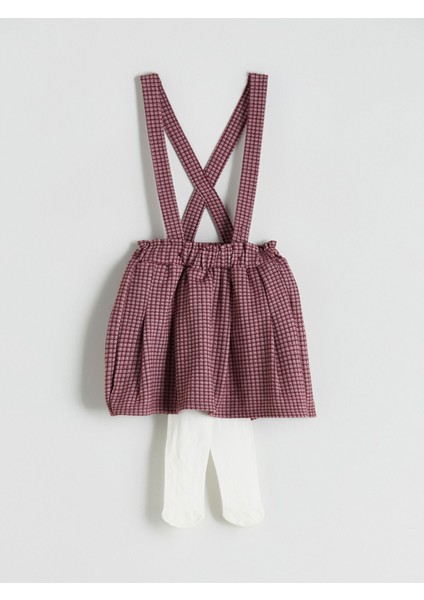 Yeni Sezon Beli Lastikli Kız Bebek Şort ve Külotlu Çorap 2'li Takım