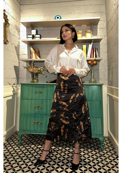 Siyah Baskılı Kroşetalı Etek fiyatları