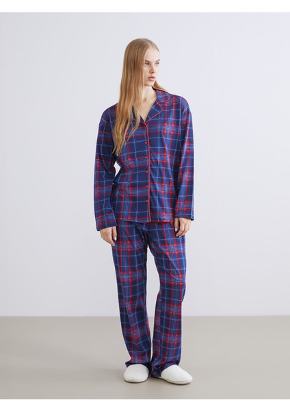 Yeni Sezon Gömlek Yaka Ekose Kadın Pijama Takımı fiyatları