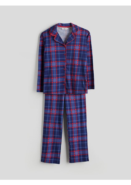 Yeni Sezon Gömlek Yaka Ekose Kadın Pijama Takımı indirimleri