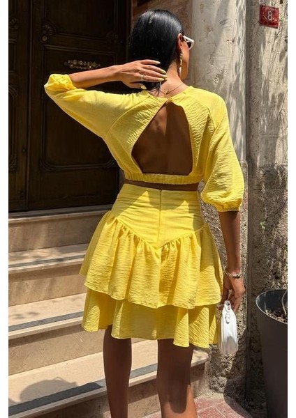 Crop Bluz ve Kat Kat Etekli Takım 10207