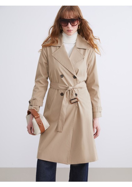 Yeni Sezon Kruvaze Yaka Kadın Trençkot