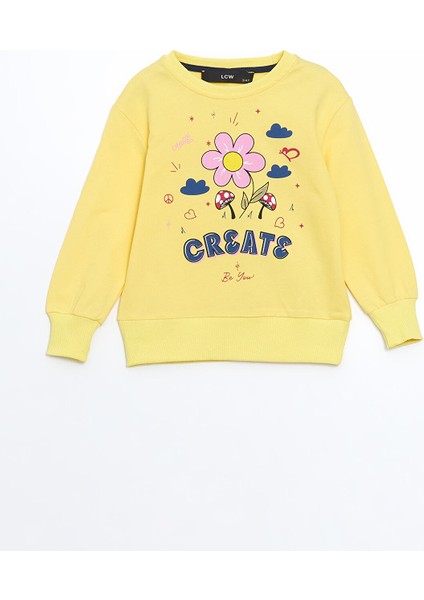 Yeni Sezon Bisiklet Yaka Çiçekli Kız Bebek Sweatshirt