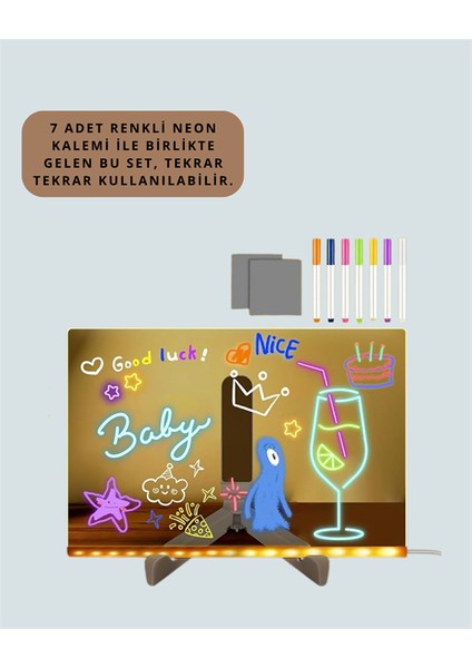 Dekoratif LED Yazı Tahtası – Silinebilir, Neon Kalemli, Planlama ve Hatırlatma Için Ideal modelleri