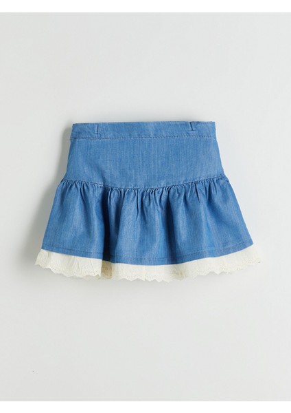 Yeni Sezon Beli Lastikli Kız Çocuk Jean Etek modelleri