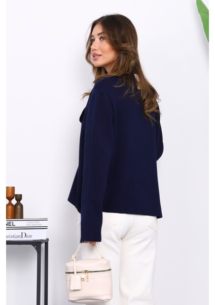 Lacivert Kruvaze Yaka Düğmeli Triko Hırka fırsatları