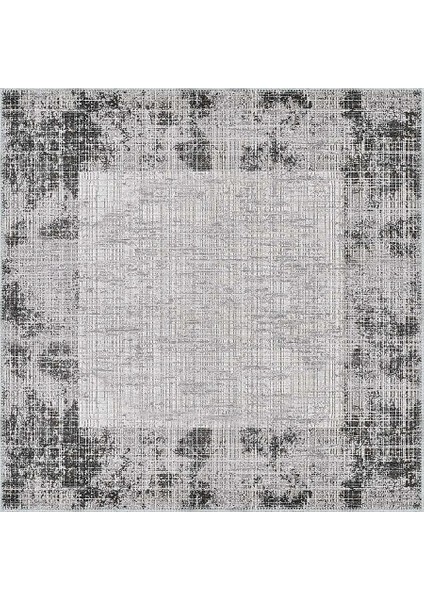 Badal Çerçeveli Gri Polyester ve Pamuklu Yıkanabilir Kaydırmaz Taban Dijital Baskı Halı indirimleri