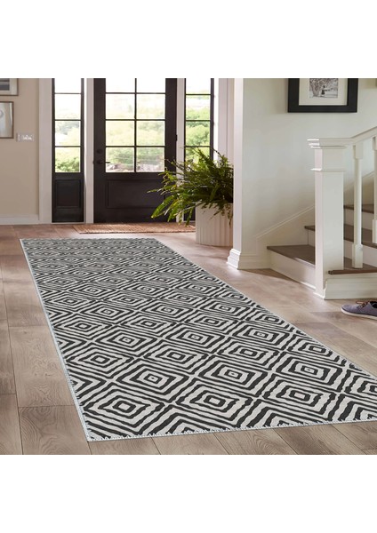 Letras Goemetrik Beyaz Polyester ve Pamuklu Yıkanabilir Kaydırmaz Taban Dijital Baskı Halı fırsatları