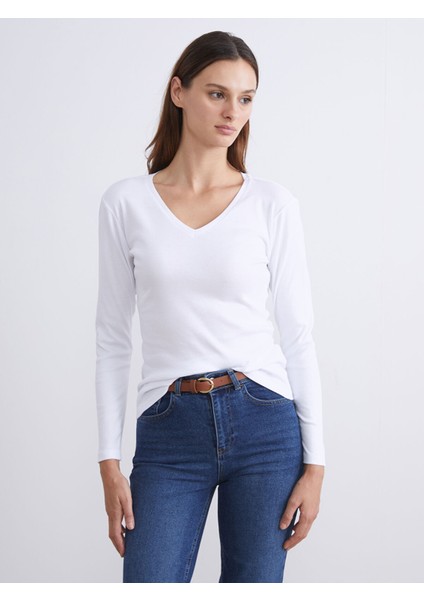 Yeni Sezon Büyük Beden V Yaka Kadın Tişört