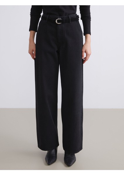 Yeni Sezon Beli Kemerli Wideleg Kadın Jean Pantolon fiyatları