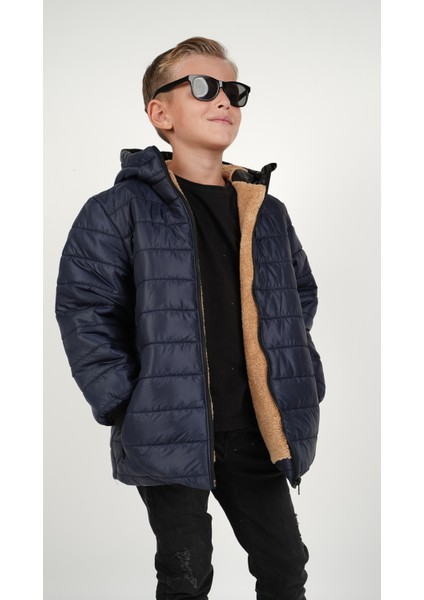 Erkek Çocuk Su ve Rüzgar Geçirmez Içi Kürklü Kapişonlu Mont