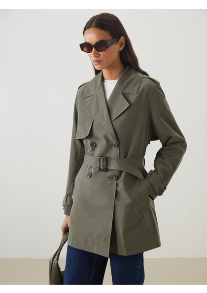 Yeni Sezon Kruvaze Yaka Kadın Trençkot