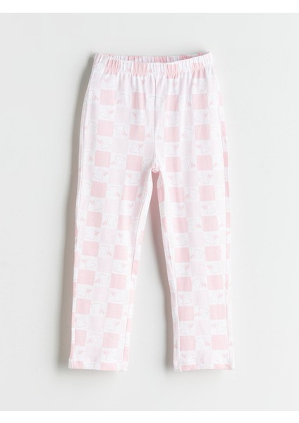 Yeni Sezon Beli Lastikli Desenli Kız Çocuk Pijama Alt