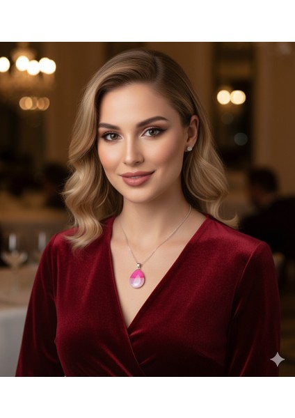 Doğal Akik Taşı Pembe Taş Damla Kolye – Zarif Tasarım ve Doğanın Enerjisi Bir Arada