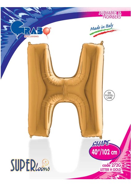 H Harf Supertrend Altın Folyo Balon 40"