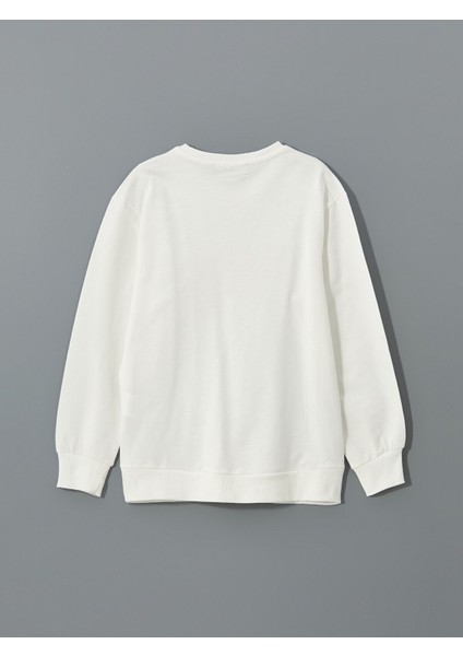 Yeni Sezon Bisiklet Yaka Baskılı Kız Çocuk Sweatshirt modelleri