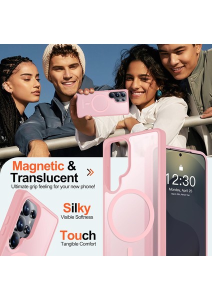 Samsung Galaxy S24 Ultra Uyumlu Ekran Koruyucu Kılıf Magsafe Sarj Desteği Kamera Çıkıntılı Mat Kapak