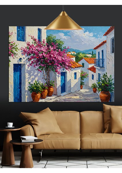 Çiçeklerle Dolu Sıcak Bir Köy Evi Dekoratif Kanvas - Mdf Ahşap Tablo