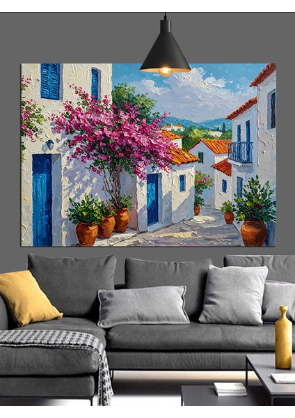 Çiçeklerle Dolu Sıcak Bir Köy Evi Dekoratif Kanvas - Mdf Ahşap Tablo fiyatları