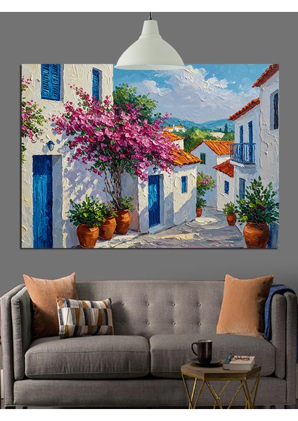 Çiçeklerle Dolu Sıcak Bir Köy Evi Dekoratif Kanvas - Mdf Ahşap Tablo modelleri