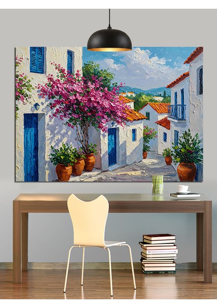 Çiçeklerle Dolu Sıcak Bir Köy Evi Dekoratif Kanvas - Mdf Ahşap Tablo fırsatları