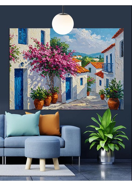 Çiçeklerle Dolu Sıcak Bir Köy Evi Dekoratif Kanvas - Mdf Ahşap Tablo indirimleri