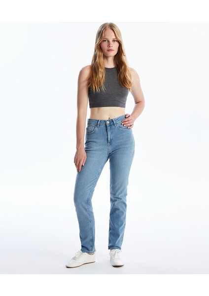 Yeni Sezon Yüksek Bel Straight Fit Kadın Jean Pantolon fiyatları
