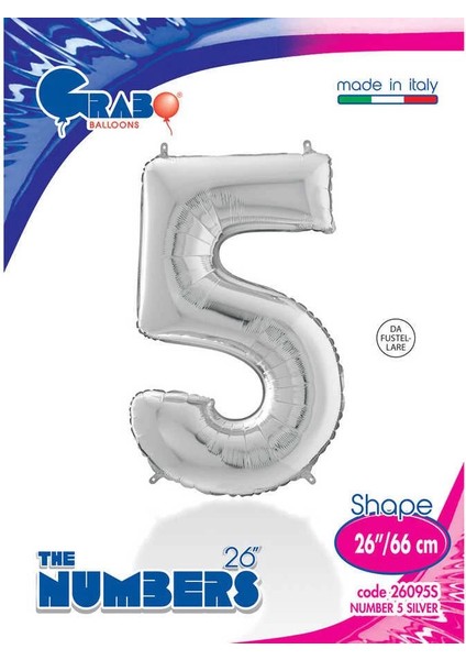 5 Rakam Supertrend Gümüş Folyo Balon 26"