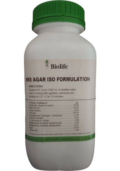 Italiana 401728S2 Microbiology Mrs Agar Iso Formulatıon 500 G